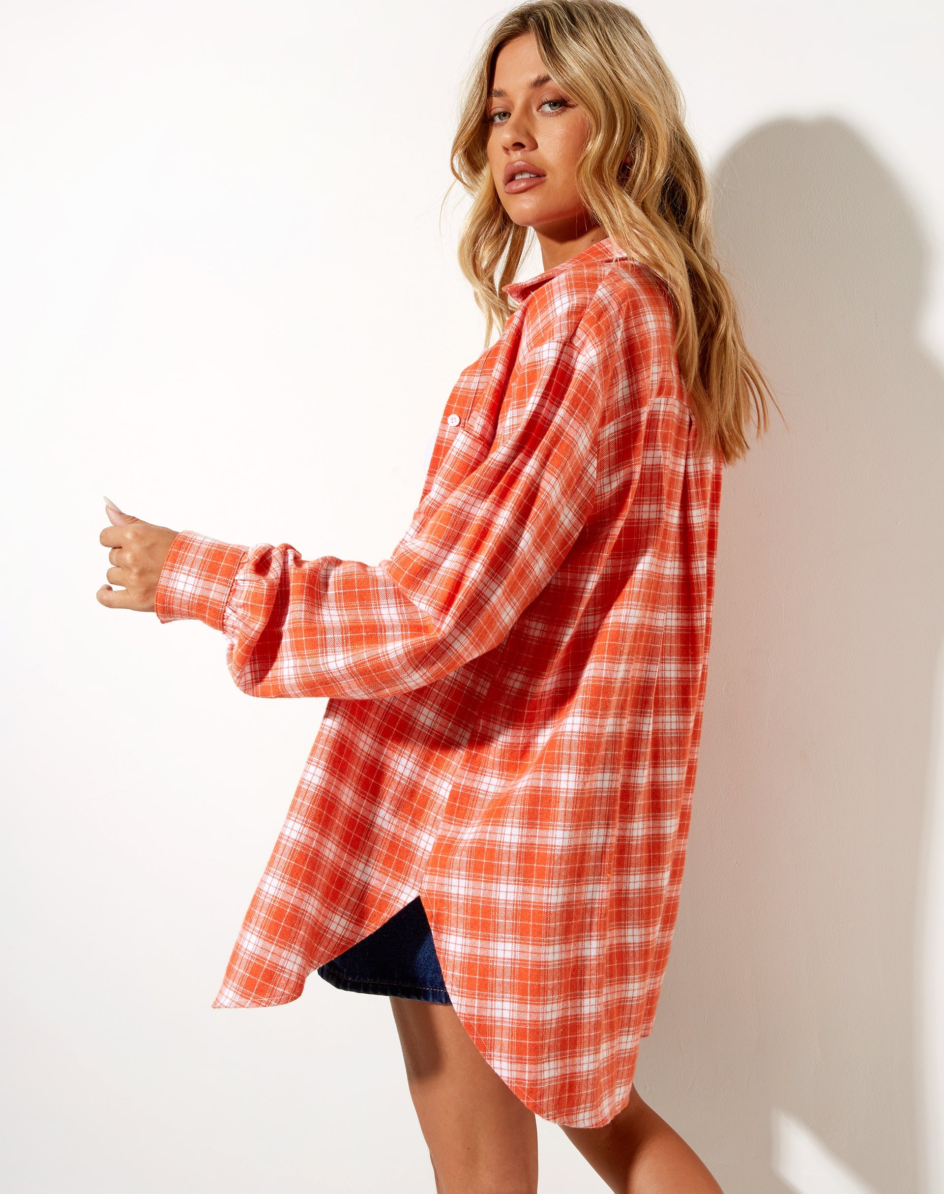 orange and white checkered dress shirt The Orange Bagley Gingham Dress Shirt Ledbury