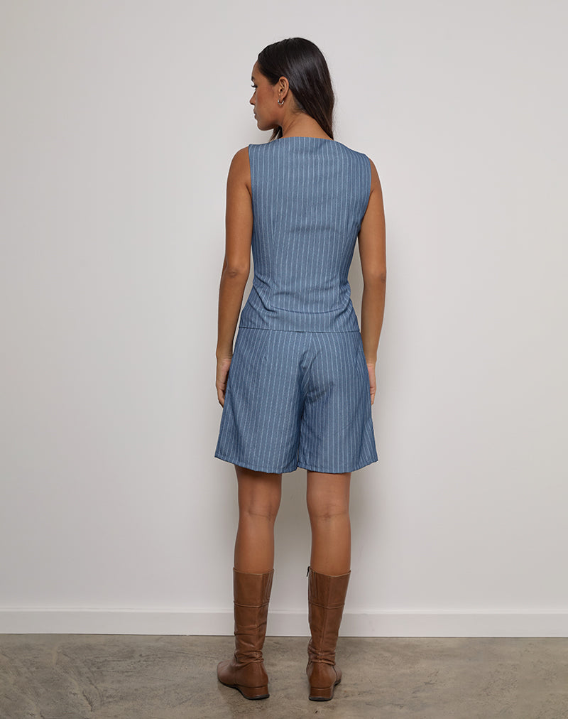 Image of Ganita Vest in Pinstripe Blue