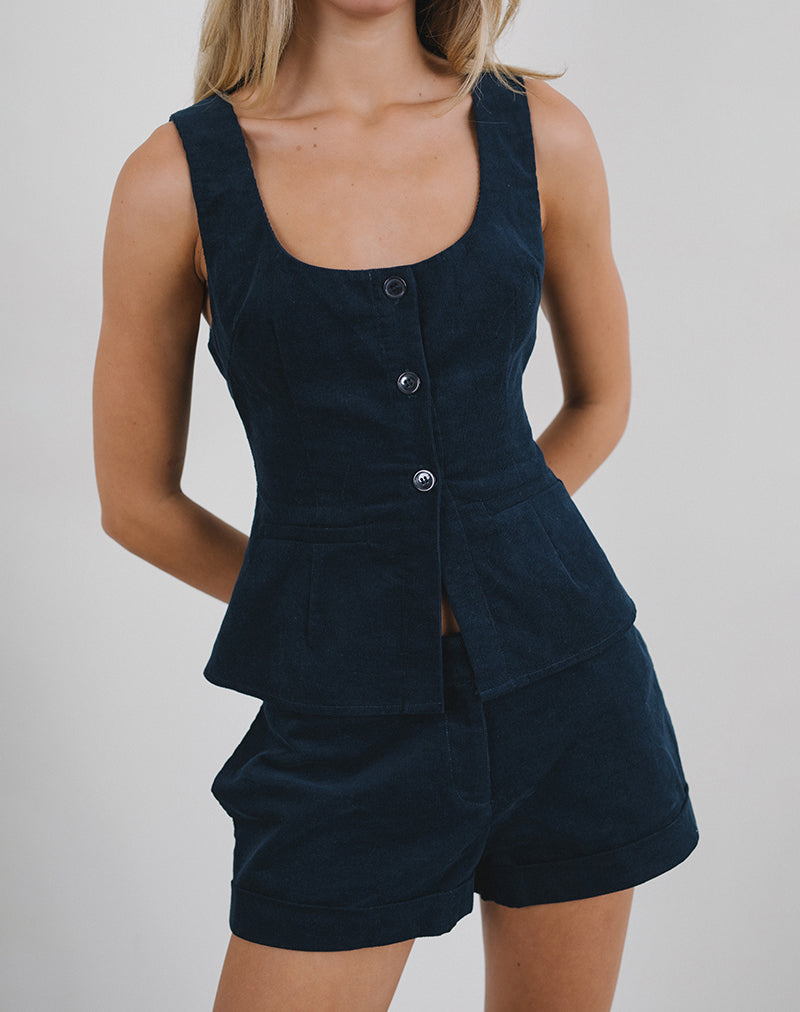 Image of Ganita Vest in Baby Cord Navy