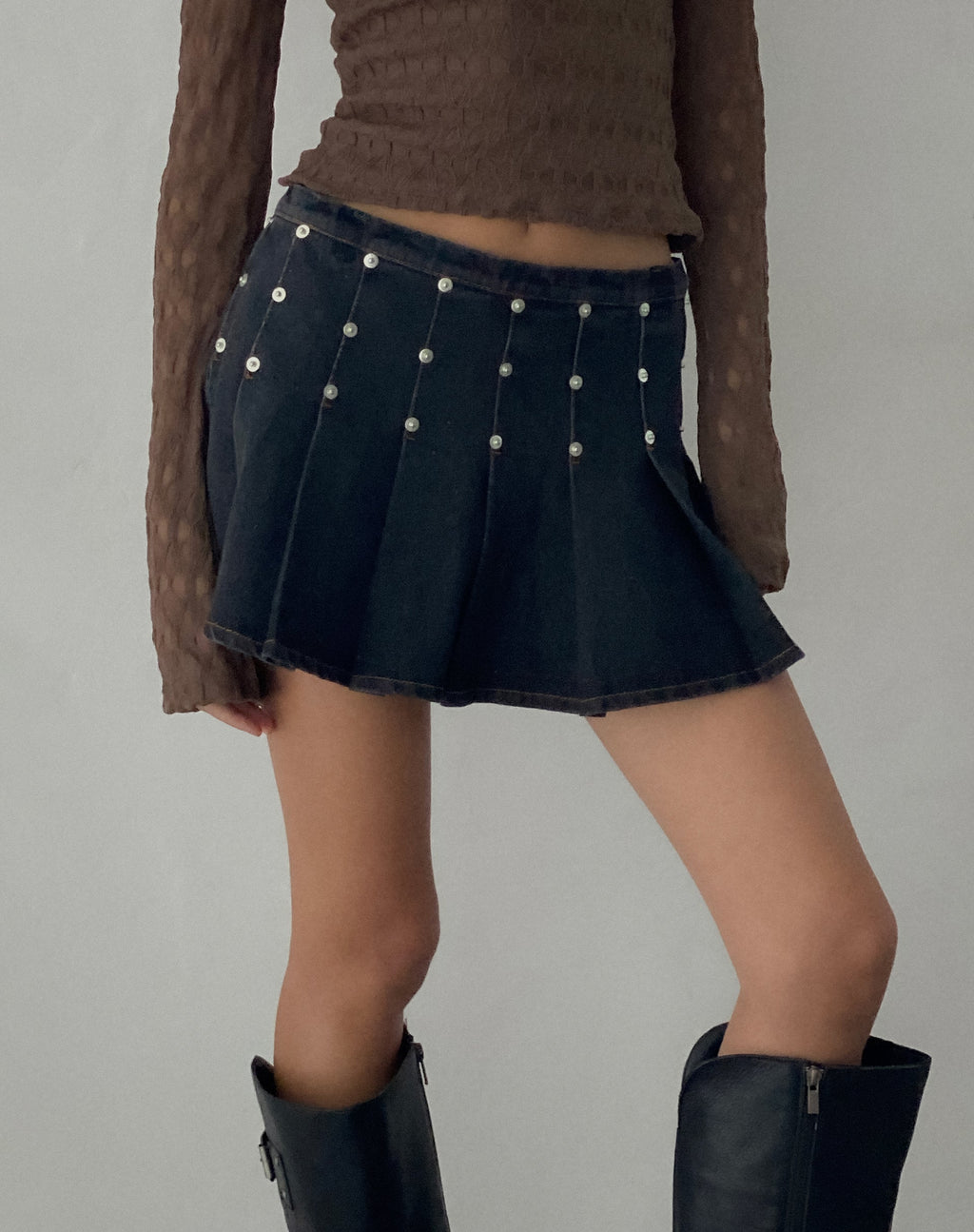 Tailoring Black Pleated Midi Skirt | Fermi – motelrocks-com-us