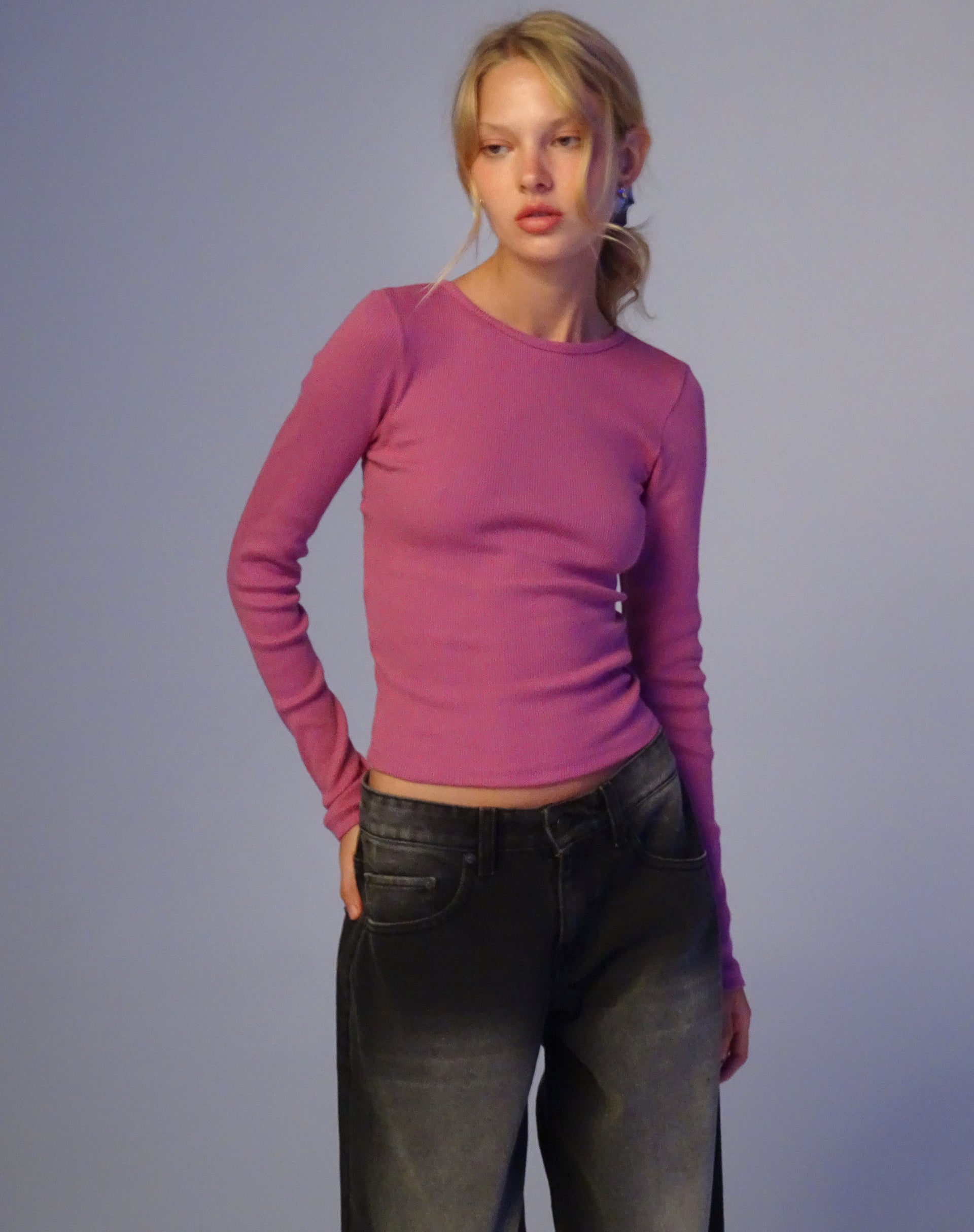 Image of Gelbon Open Back Long Sleeve Top in Cashmere Pink