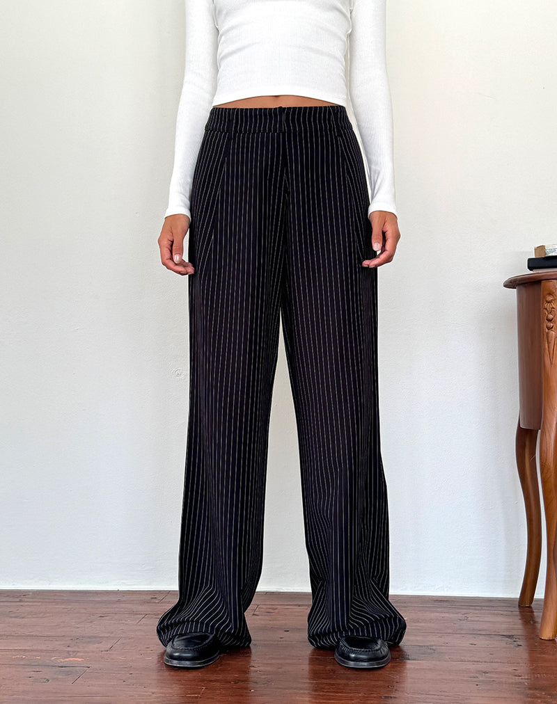 Image of Hondra Trousers in Pinstripe Black