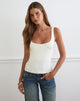 Image of Gelita Vest with Pearl Buttons in White Eco Lyocell