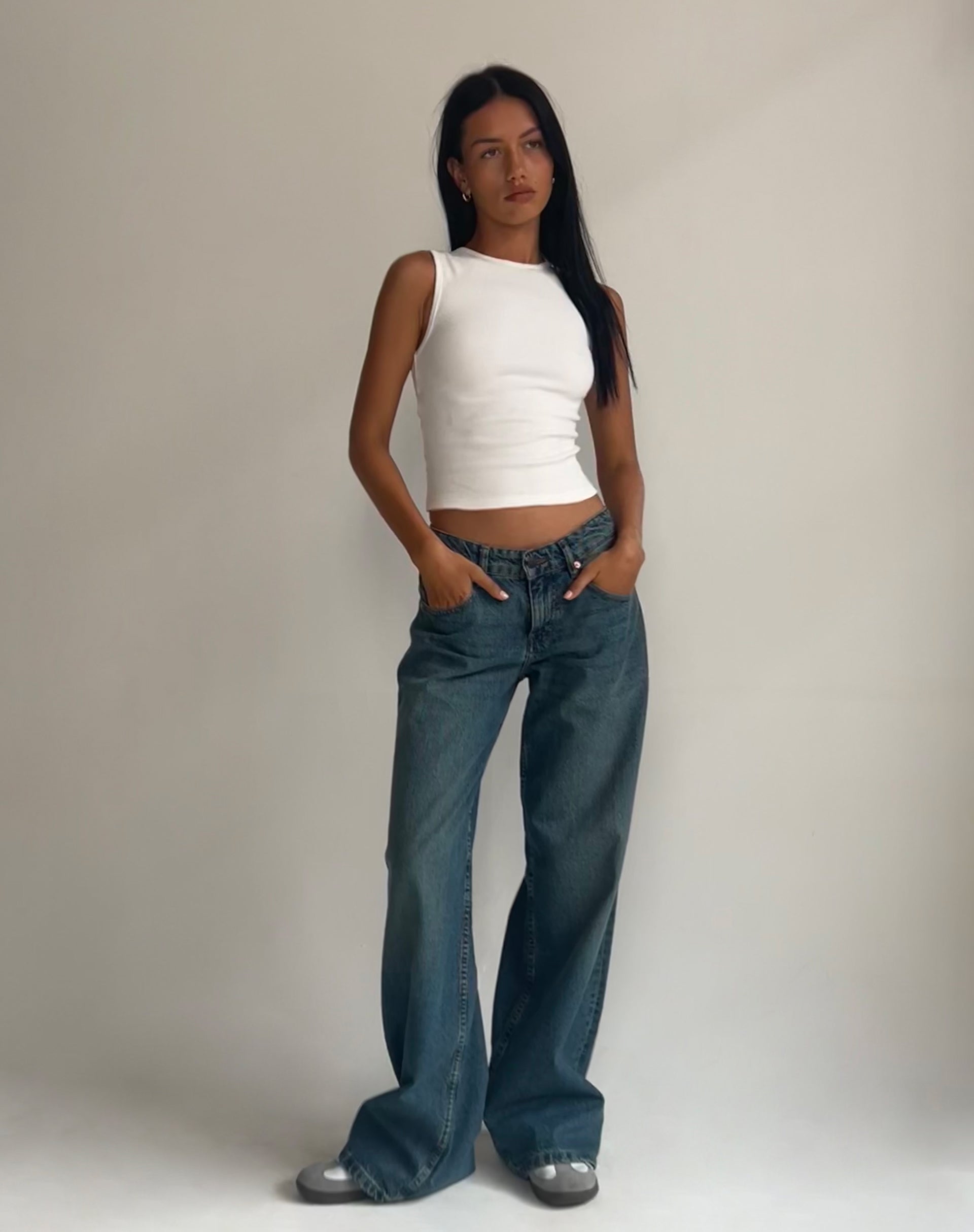 image of Gelsho Open Back Rib Tank Top in Off White