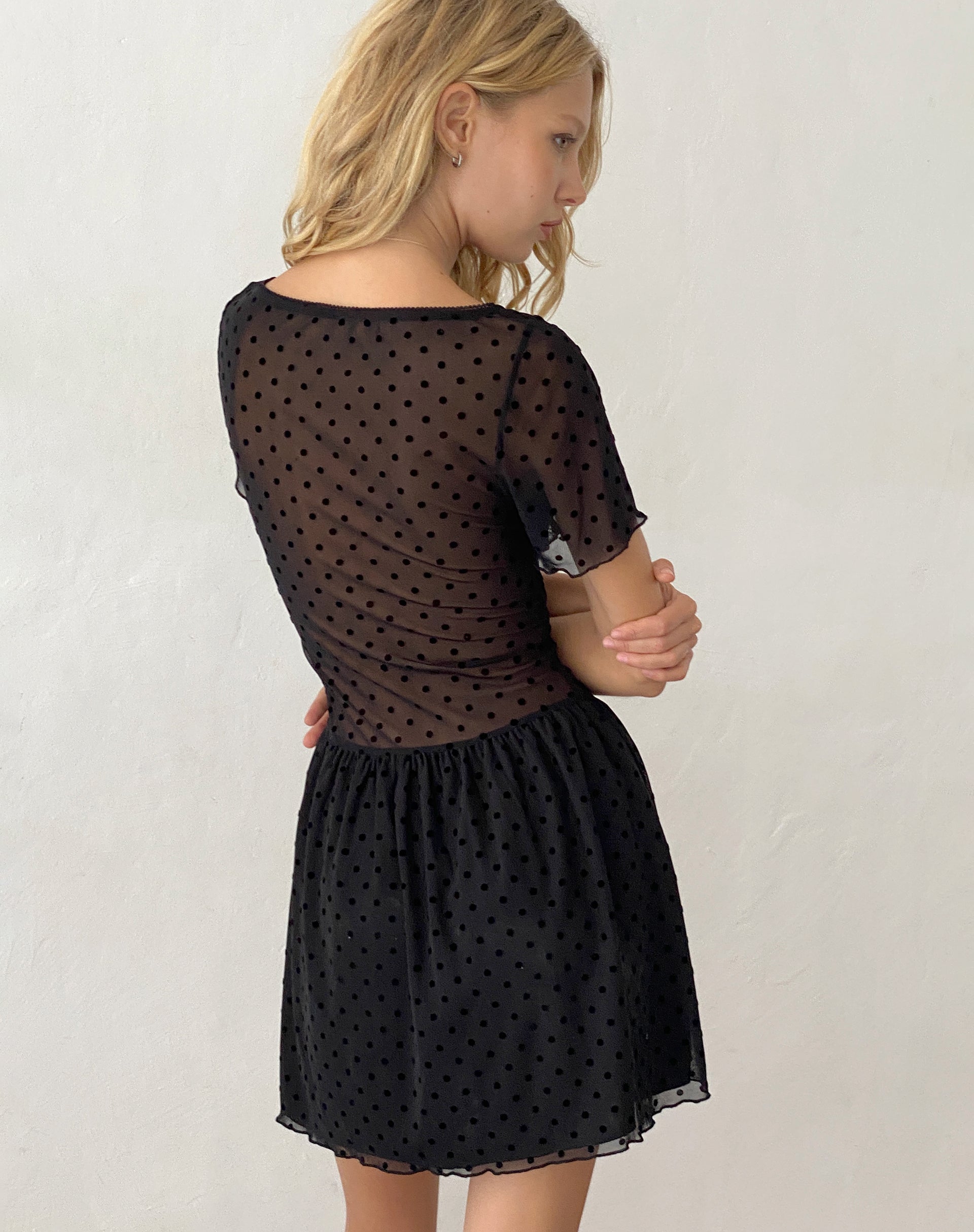 Warehouse polka dot shop mini flippy dress