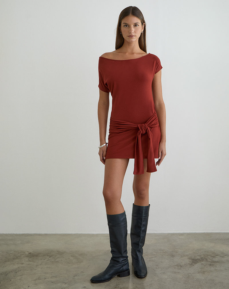 Image of Genya Mini Dress in Jersey Fired Brick