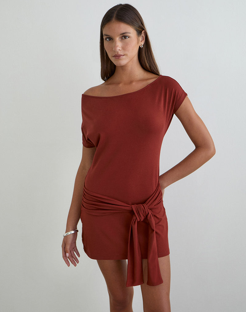 Image of Genya Mini Dress in Jersey Fired Brick