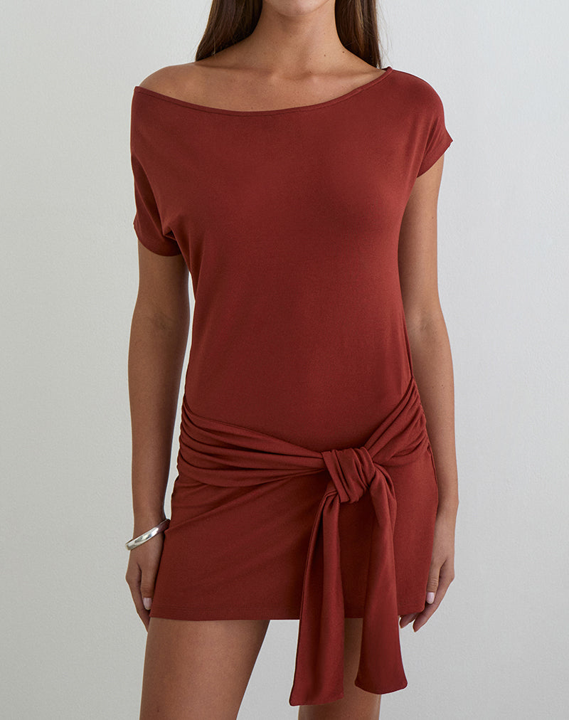Image of Genya Mini Dress in Jersey Fired Brick