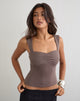 Image of Gincu Ruched Top in Thick Ribbed Coffee Quartz