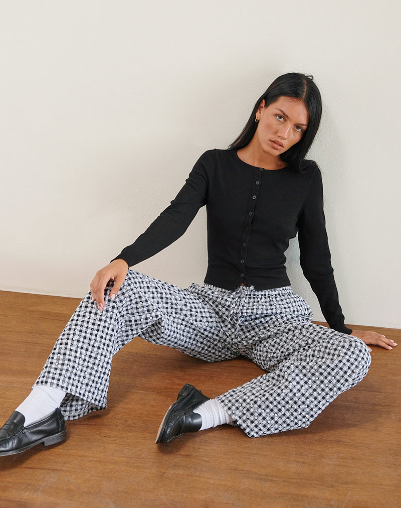 Black Floral Gingham Trouser | Wasic – motelrocks-com-us