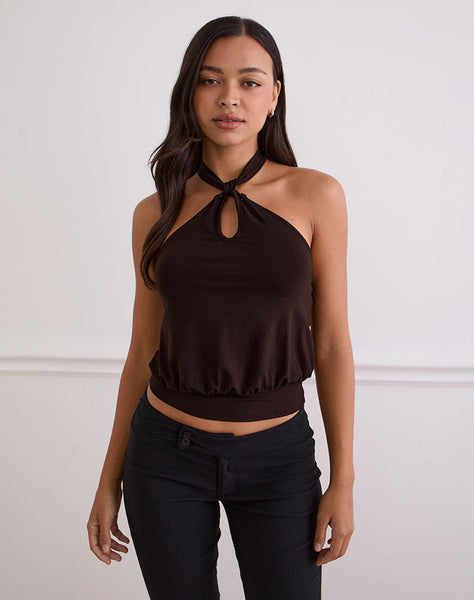 GIUNEA-KNOT-HALTER-TOP-BITTER-