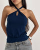 Image of Giunea Knot Halter Top in Navy
