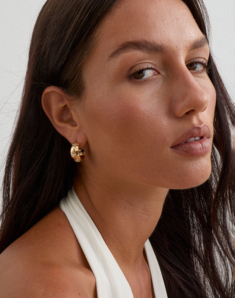 Gold Crystal Hoop Earrings