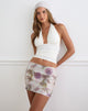 Image of Govinda Mini Skirt in Floral Sequin White Purple