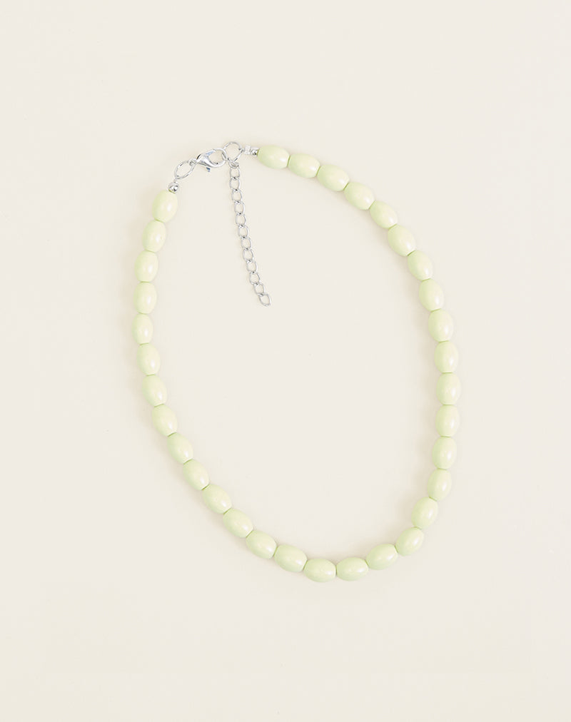 Green Glass Beaded Silver Plated Necklace