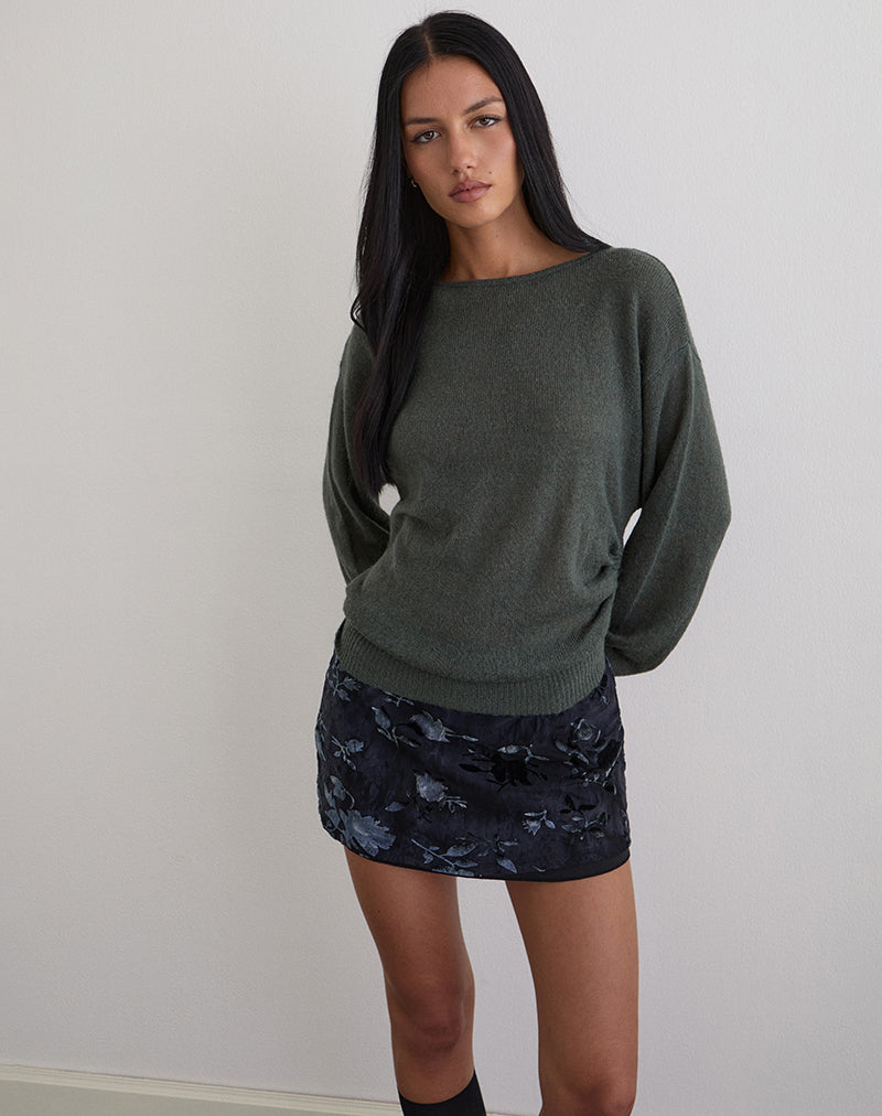 Image of Grisha Long Sleeve Knit Top in Grey Smokey Green
