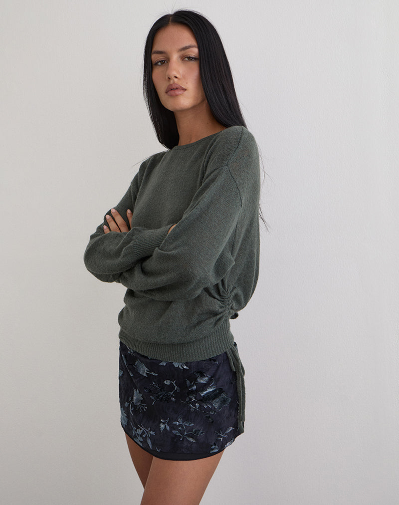Image of Grisha Long Sleeve Knit Top in Grey Smokey Green