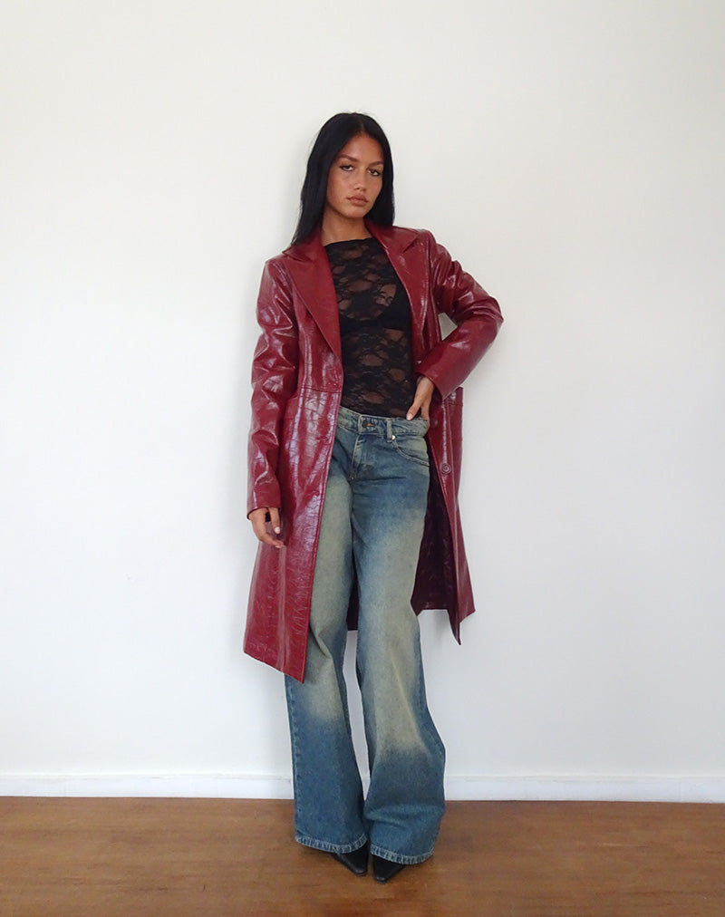 Burgundy hotsell duster jacket