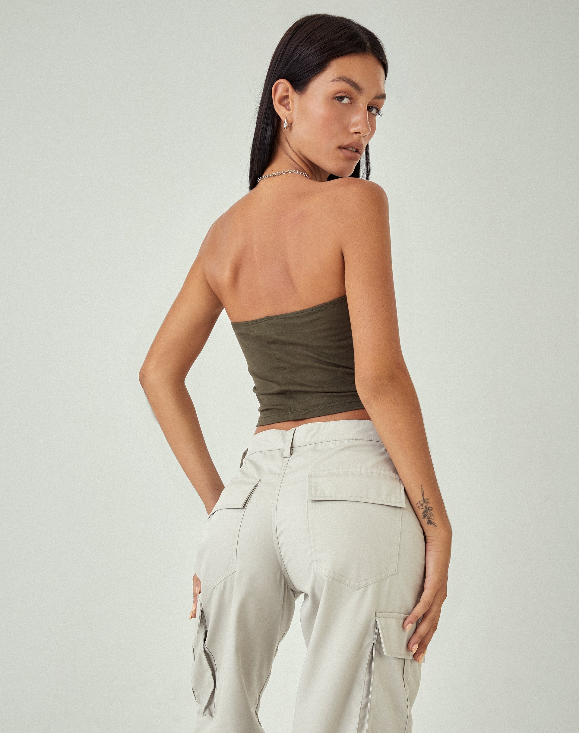 image of MOTEL X JACQUIE Shae Bandeau Top in Olive