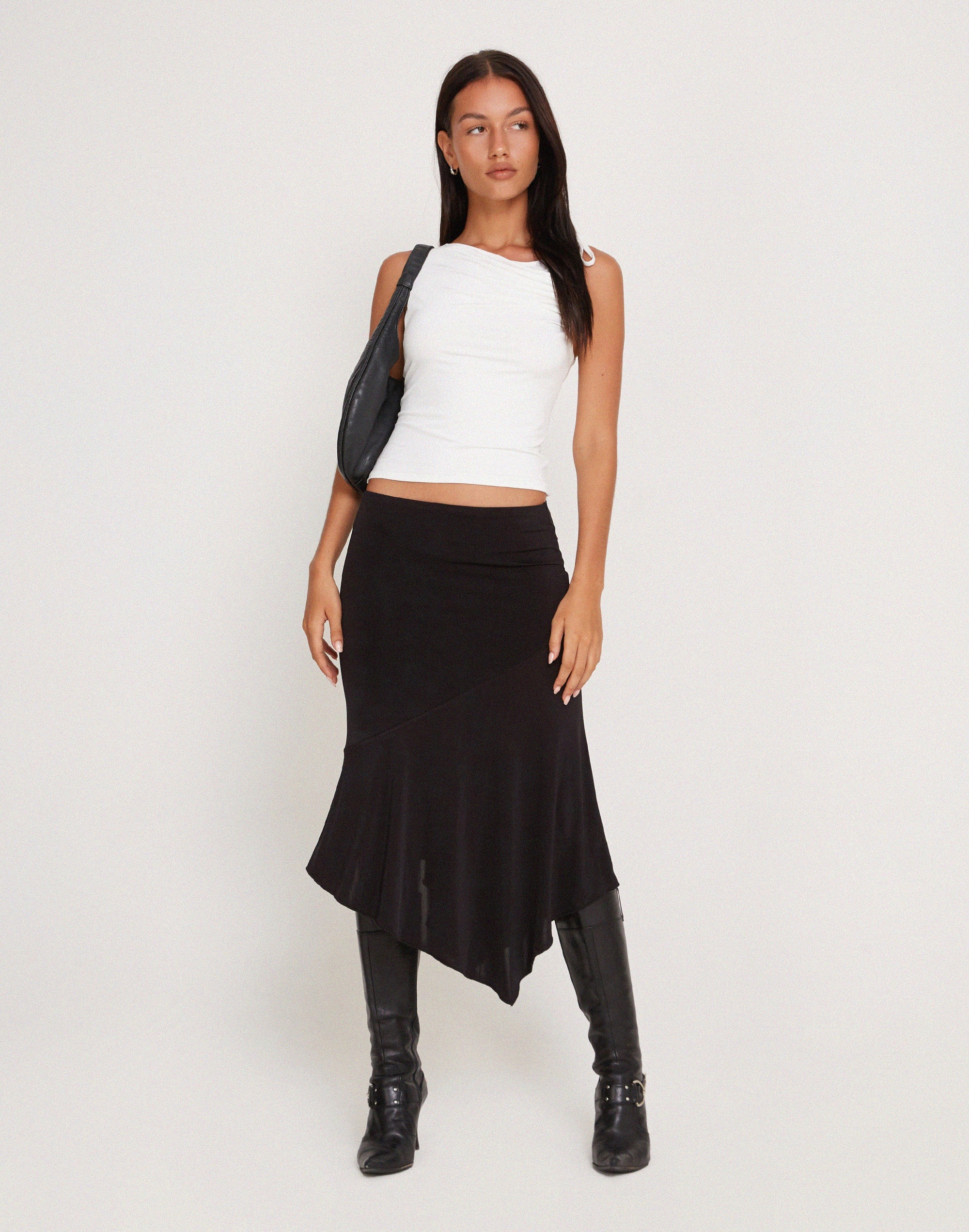【BADBLOOD】Low Edge Midi Wrap Skirt - Black Women's Midi Wrap Skirt - Ava & Viv™ Black Abstract : Target