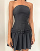 Image of Haika Double Belt Mini Dress in Charcoal with White Stripe