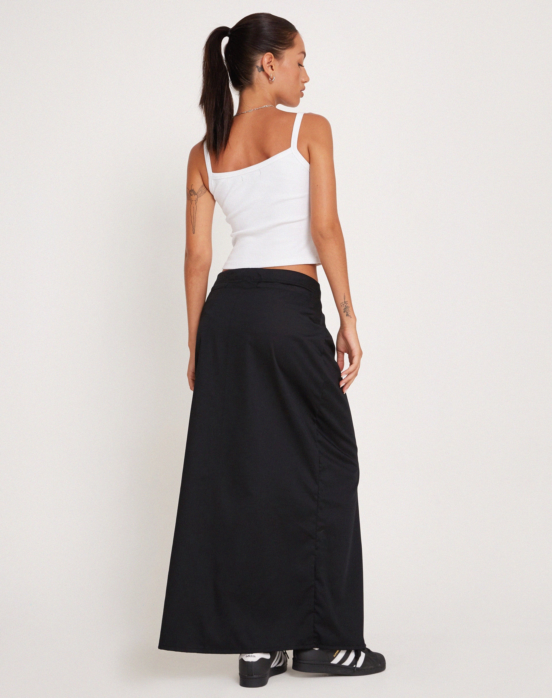 Haisley Cargo Maxi Skirt in Black