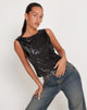 image of Hala Crop Vest Top in Black Sequin
