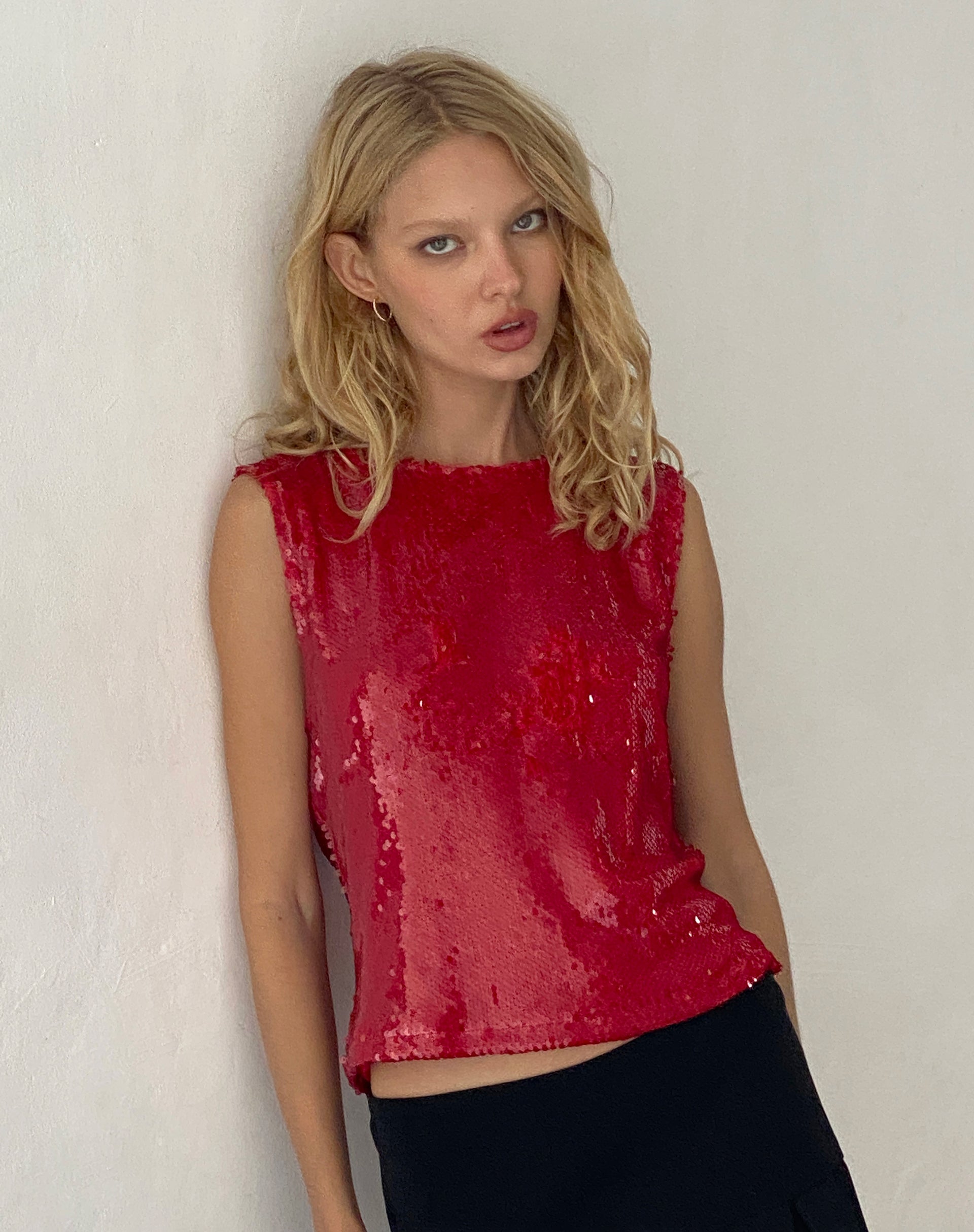 Red sparkly store vest top