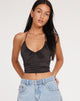 image of Haltri Crop Top in Satin Black