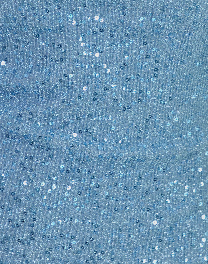 Hamal Mini Dress in Sequin Blue , Strappy , Asymmetric