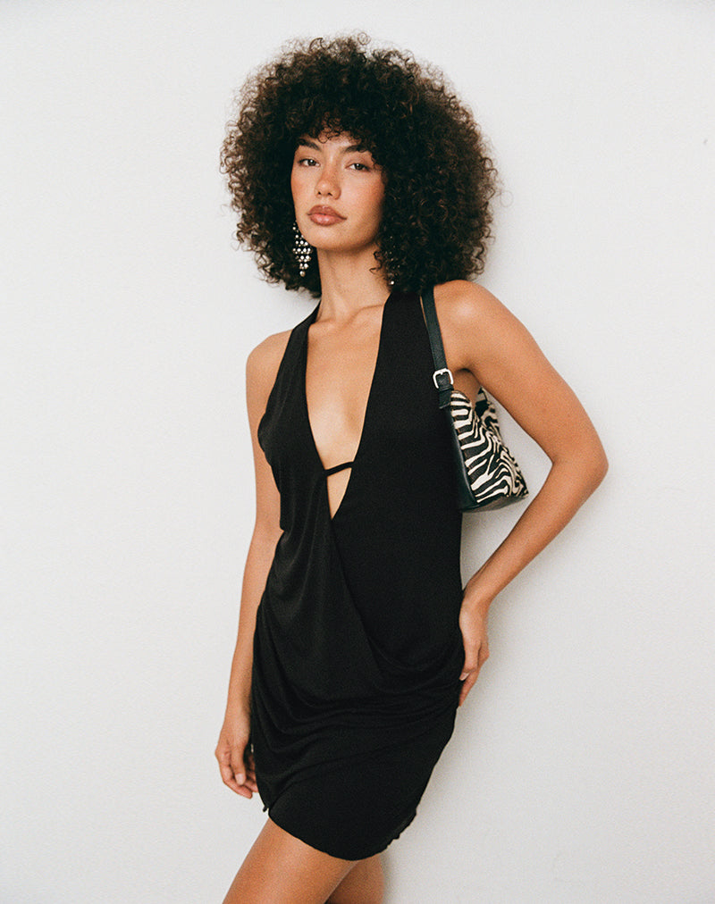 Image of Hanawa Mini Dress in Cupro Black