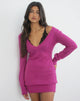 Image of Haniko Mini Dress in Sheer Knit Fuchsia