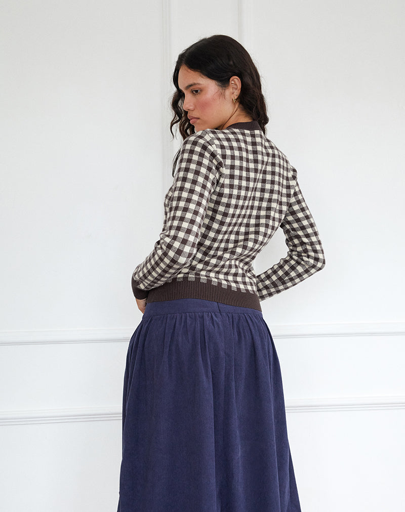 Image of Hanudia Cardi in Gingham Brown