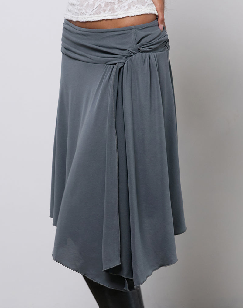 【DIRDDY】 SWIRLY DRAPED JERSEY MIDI SKIRT - GREY Draped cotton jersey maxi skirt in grey - Dries Van Noten