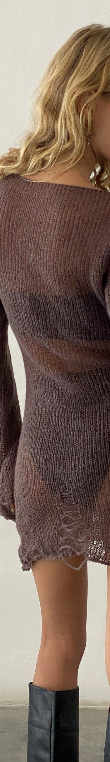 Maroon Distressed Knitted Mini Dress Harper motelrocks com us