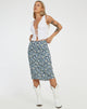 image of Harriet Midi Skirt in Floral Field Navy