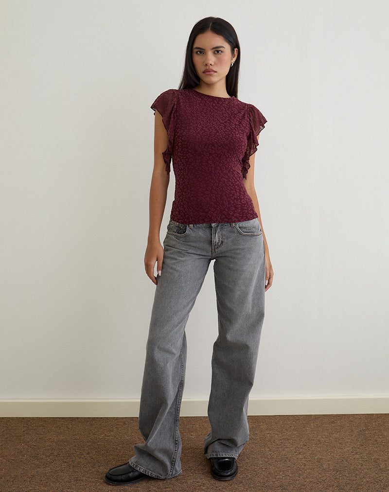 Harsya Top in Flock Mini Leopard Plum