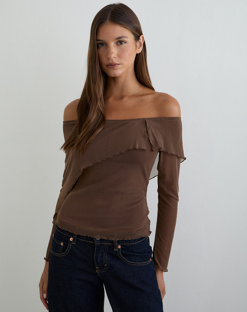 Image of Haze Asymmetric Top in Mesh Brown