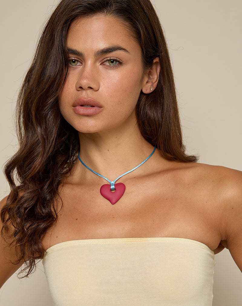 Image of Heart Necklace in Resin Red