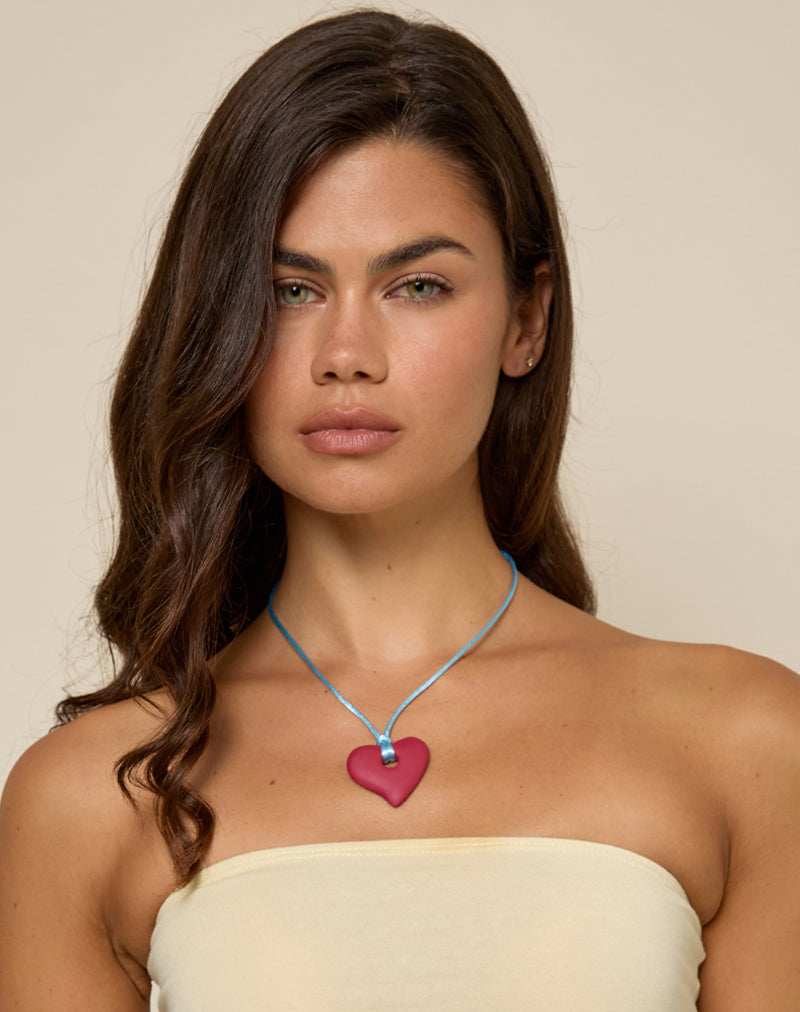 Image of Heart Necklace in Resin Red
