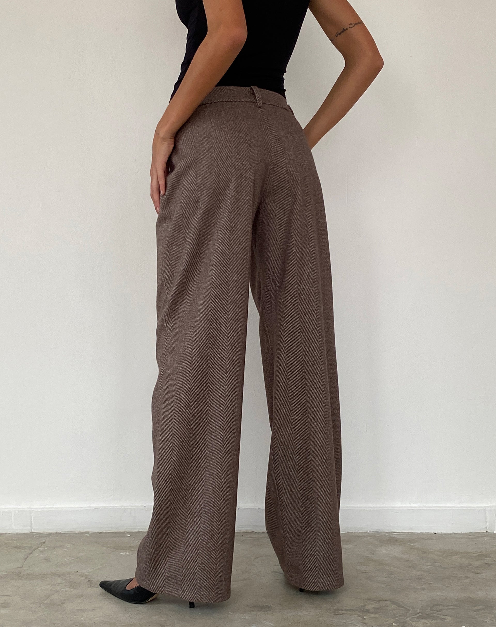 Dark Brown Tailoring Low Rise Trouser | Helsa – motelrocks