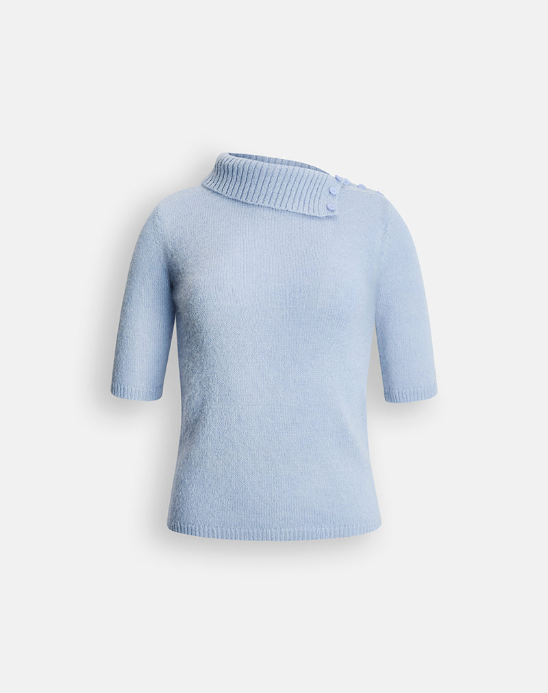 Image of Hemas Top in Glitter Blue Knit