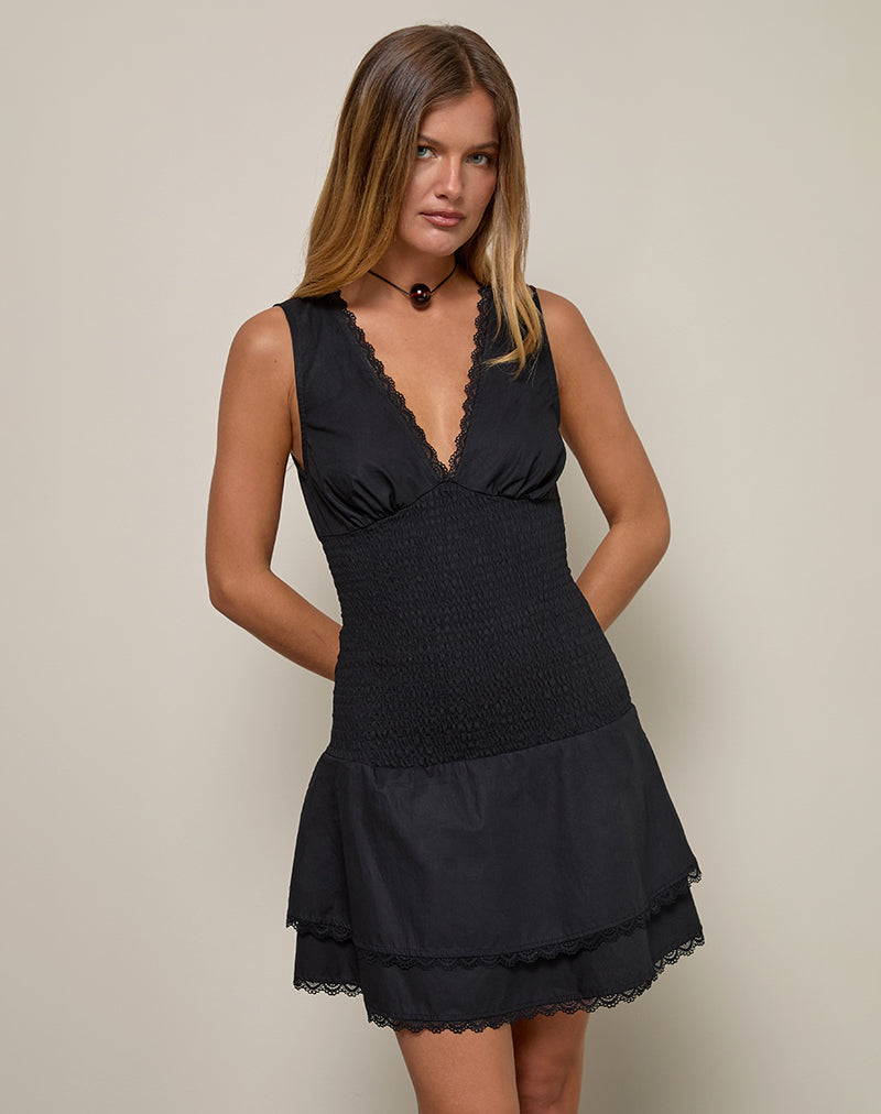 Wyomie Mini Dress - Natural / Black Polka
