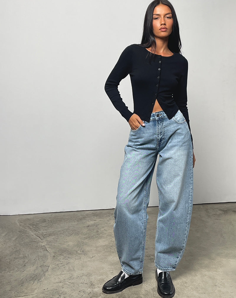 Image of High Rise Barrel Jean in Bleu