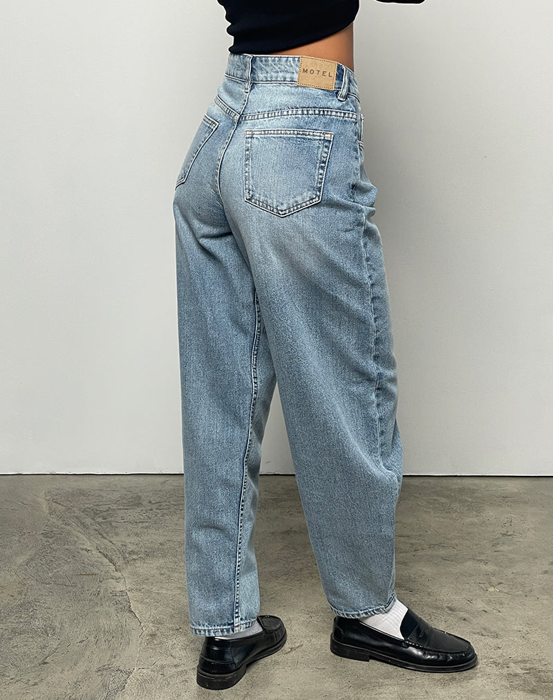 High Rise Barrel Jean in Bleu