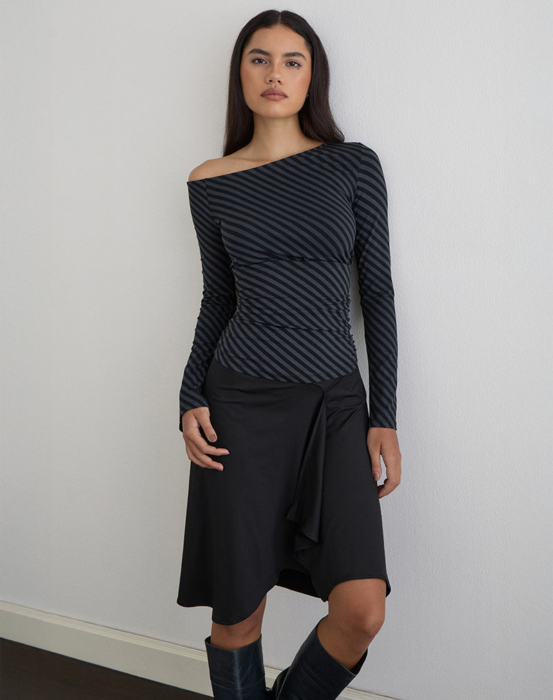 Image of Hoang Slouch Top in Oblique Stripe Ocean Storm