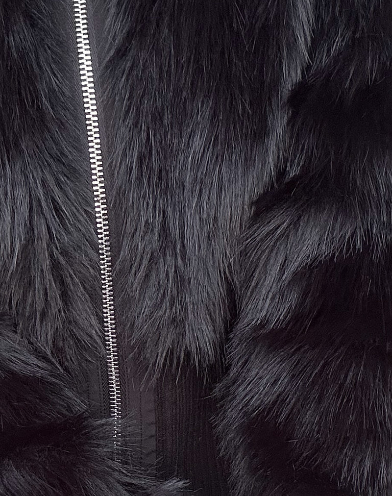 Black shaggy faux shop fur jacket