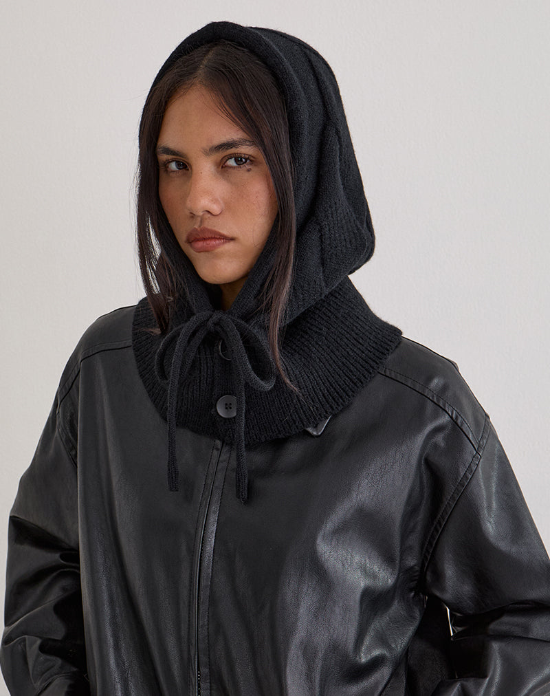 Image of Hood Hat in Knit Black