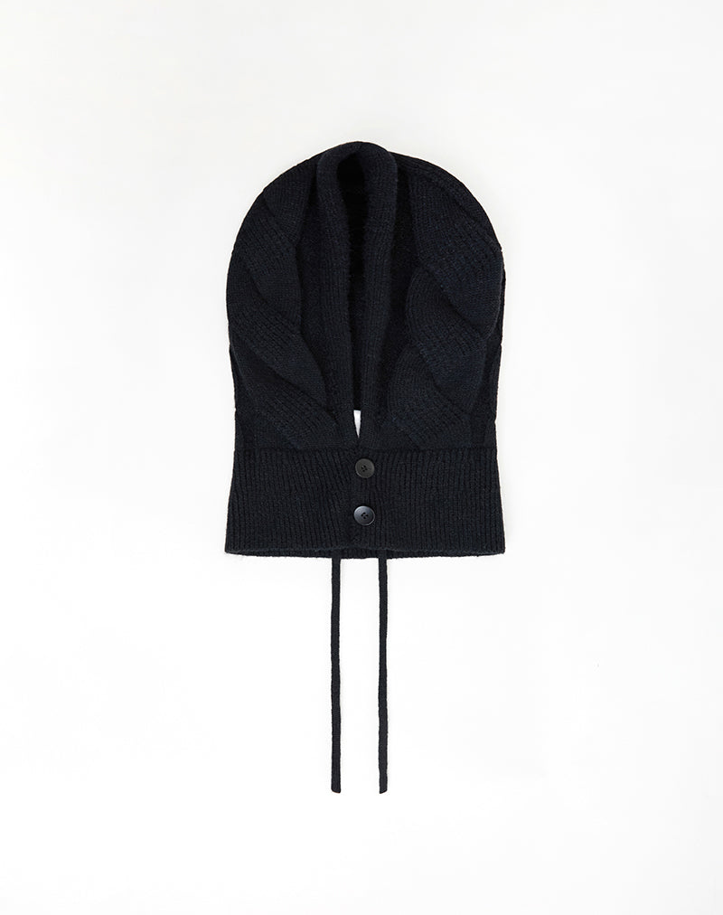 Image of Hood Hat in Knit Black