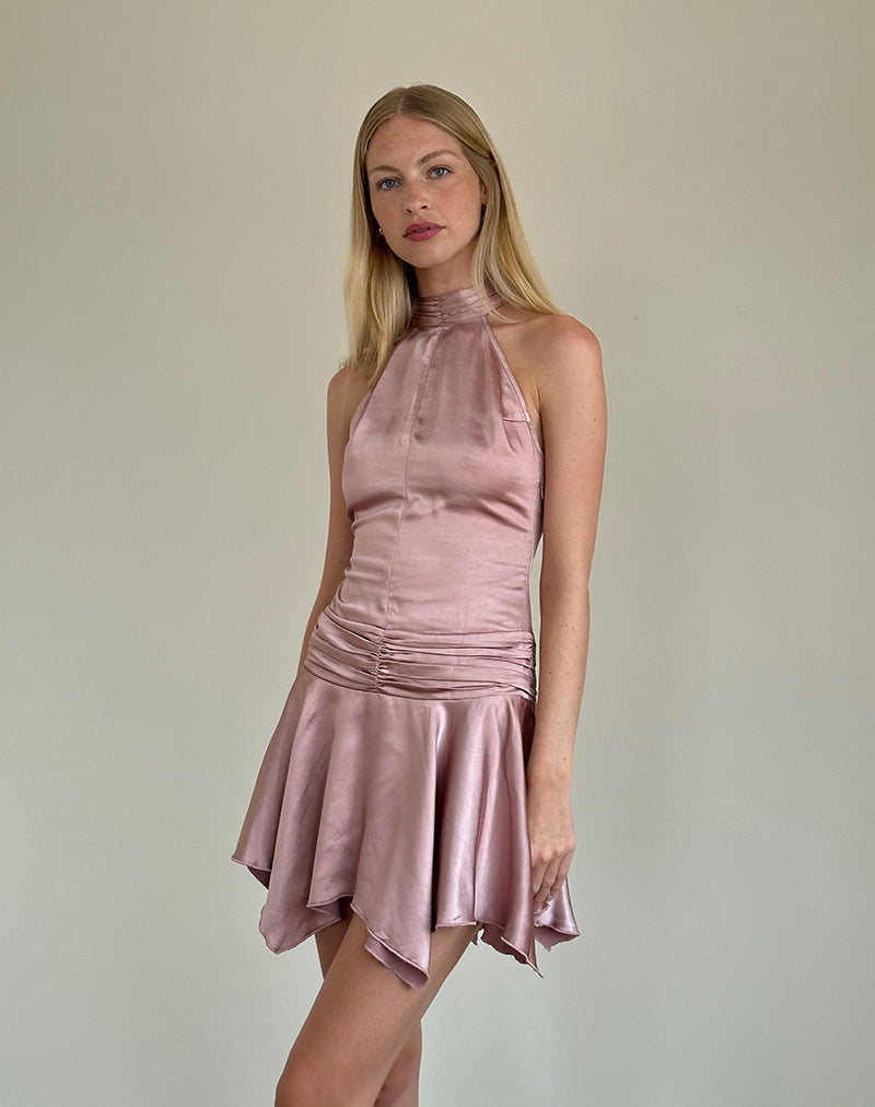 Baby Pink Satin Halterneck Mini Dress Hydri Motelrocks com us baby-pink-satin-halterneck-mini-dress-hydri-motelrocks-com-us